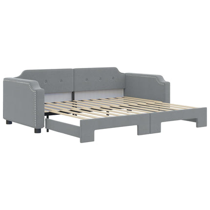 daybed med udtræk 100x200 cm stof lysegrå