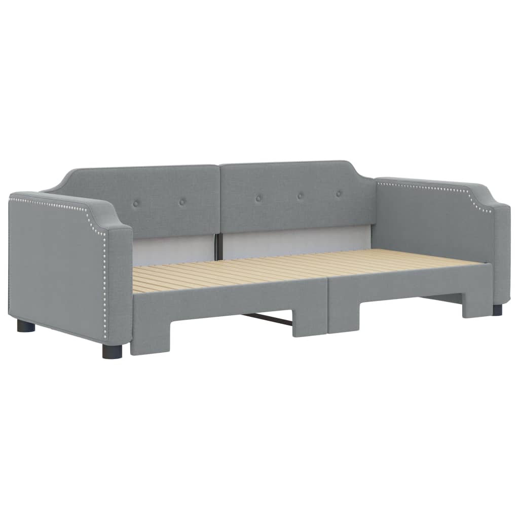 daybed med udtræk 100x200 cm stof lysegrå