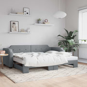 daybed med udtræk 100x200 cm stof lysegrå