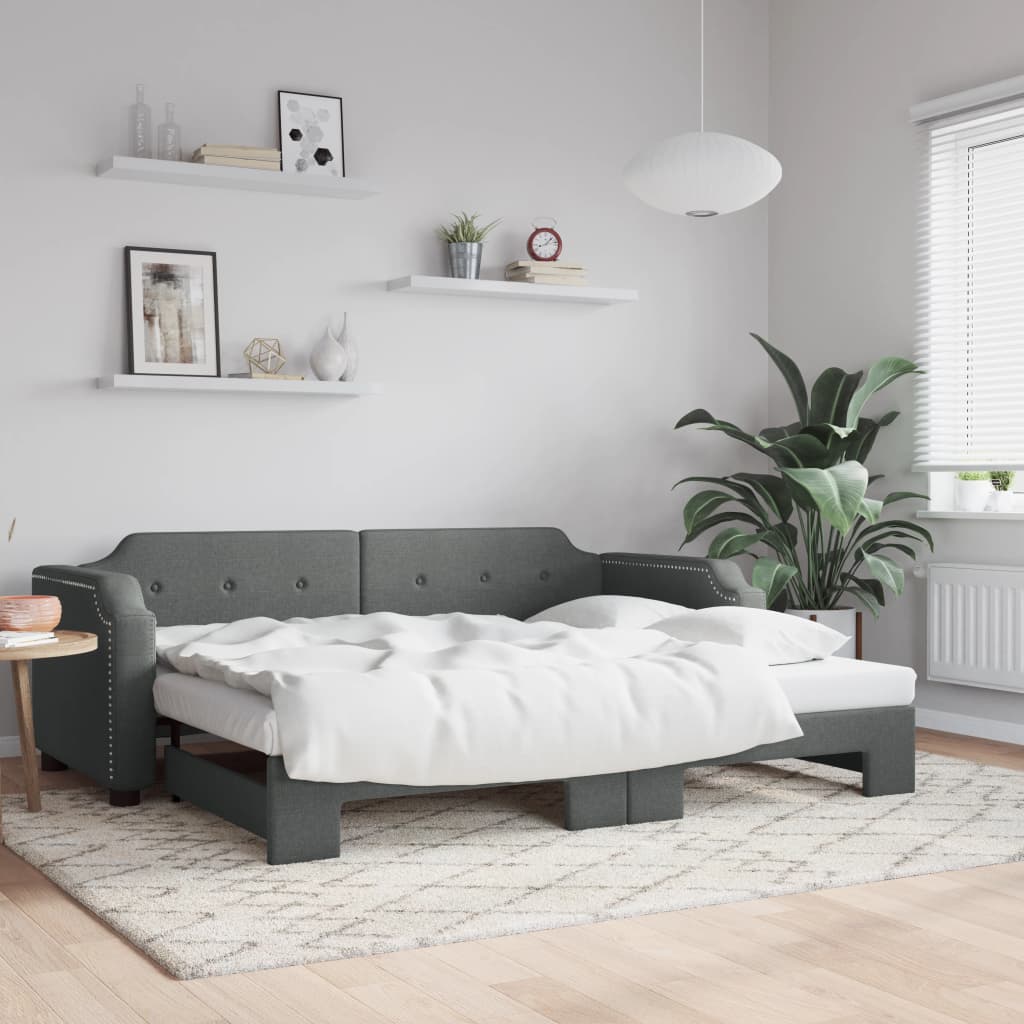 daybed med udtræk 100x200 cm stof mørkegrå