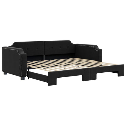 daybed med udtræk 100x200 cm stof sort
