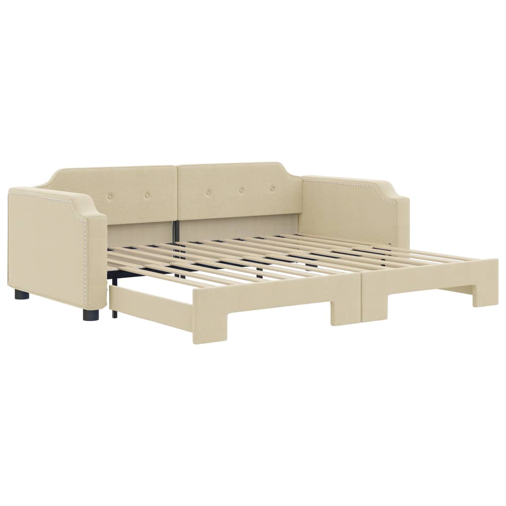 daybed med udtræk 100x200 cm stof cremefarvet