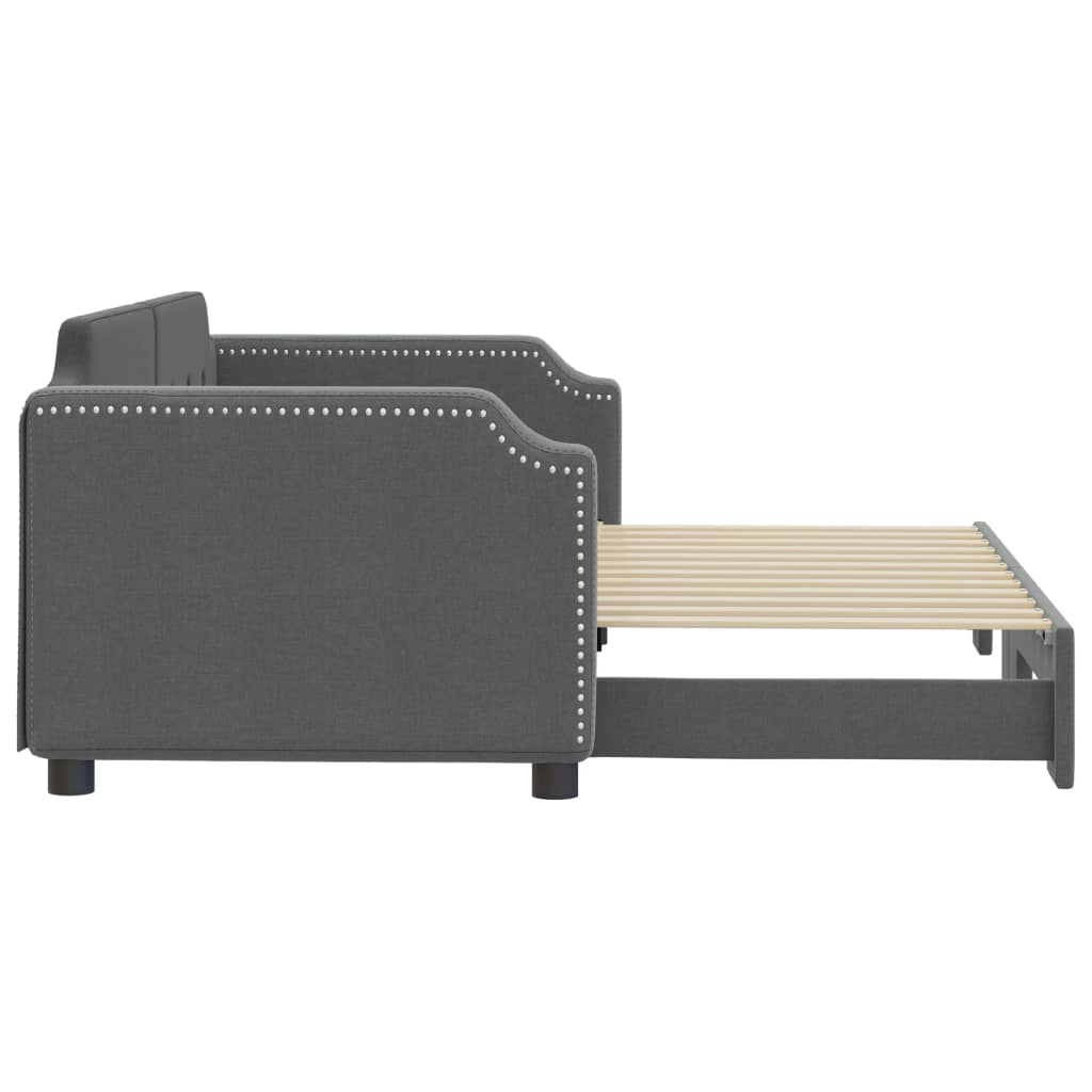 daybed med udtræk 90x190 cm stof mørkegrå