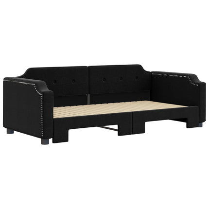 daybed med udtræk 90x190 cm stof sort