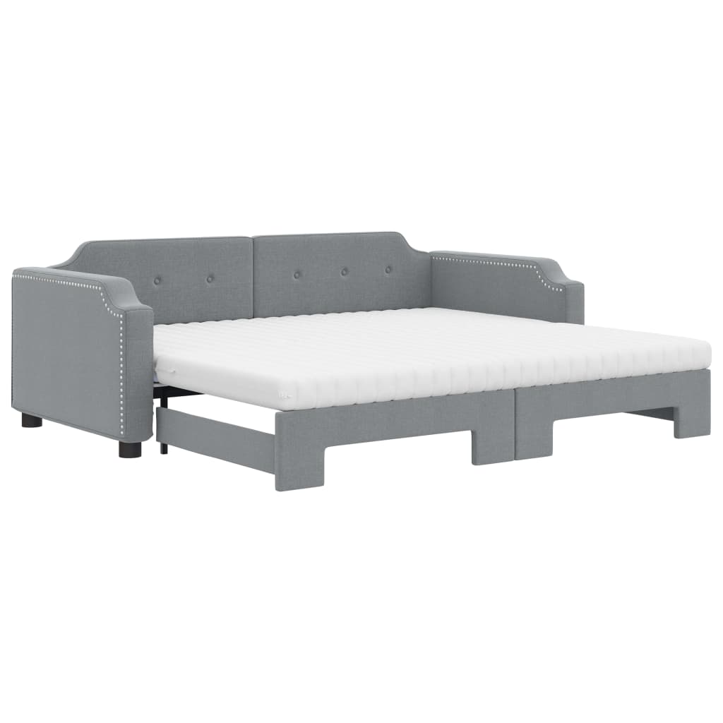 daybed med udtræk og madras 80x200 cm stof lysegrå