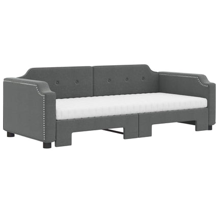 daybed med udtræk og madras 80x200 cm stof mørkegrå