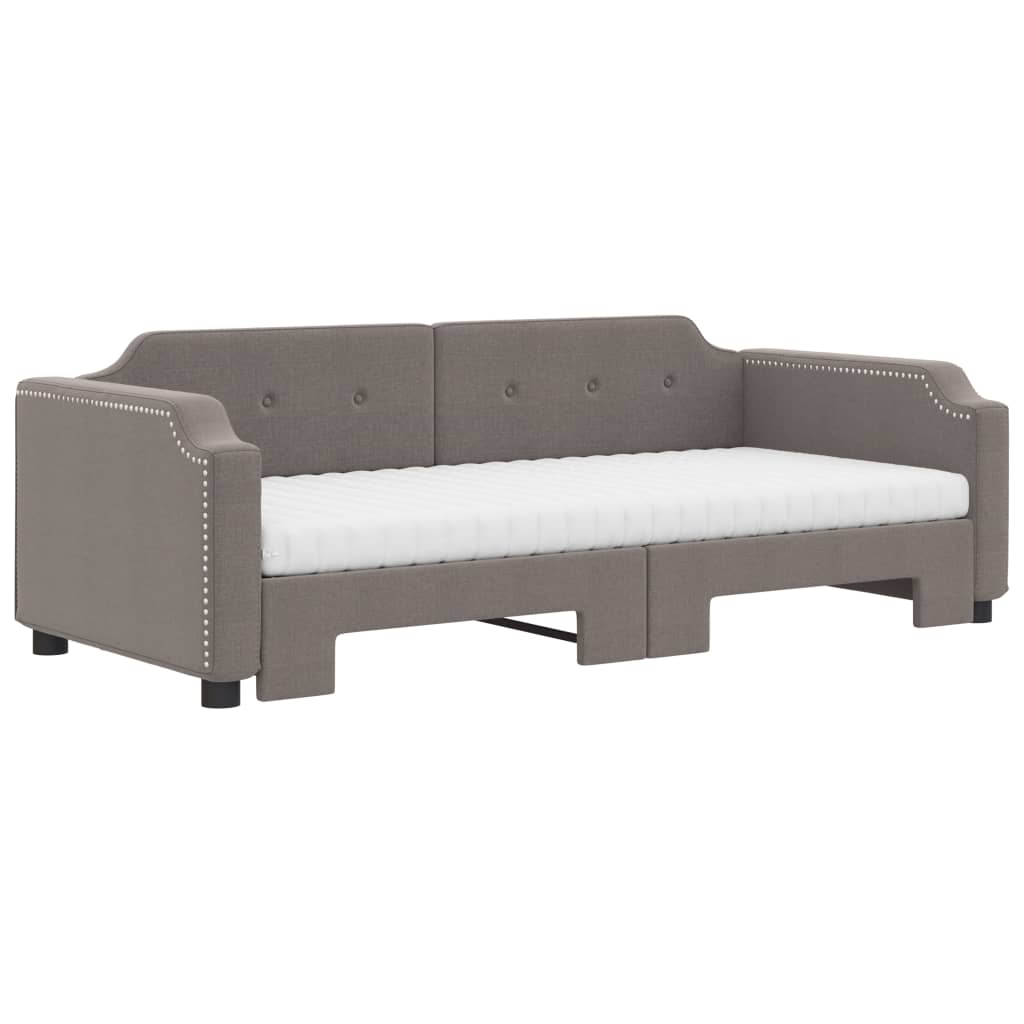 daybed med udtræk og madras 80x200 cm stof gråbrun