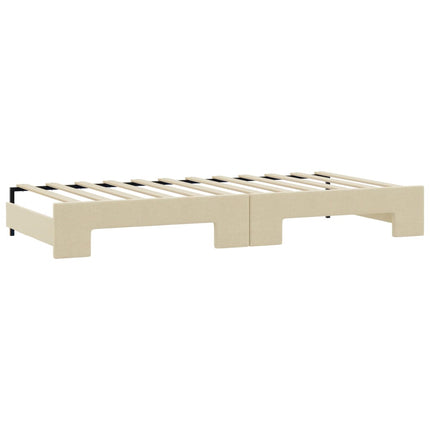 daybed med udtræk og madras 90x200 cm stof cremefarvet