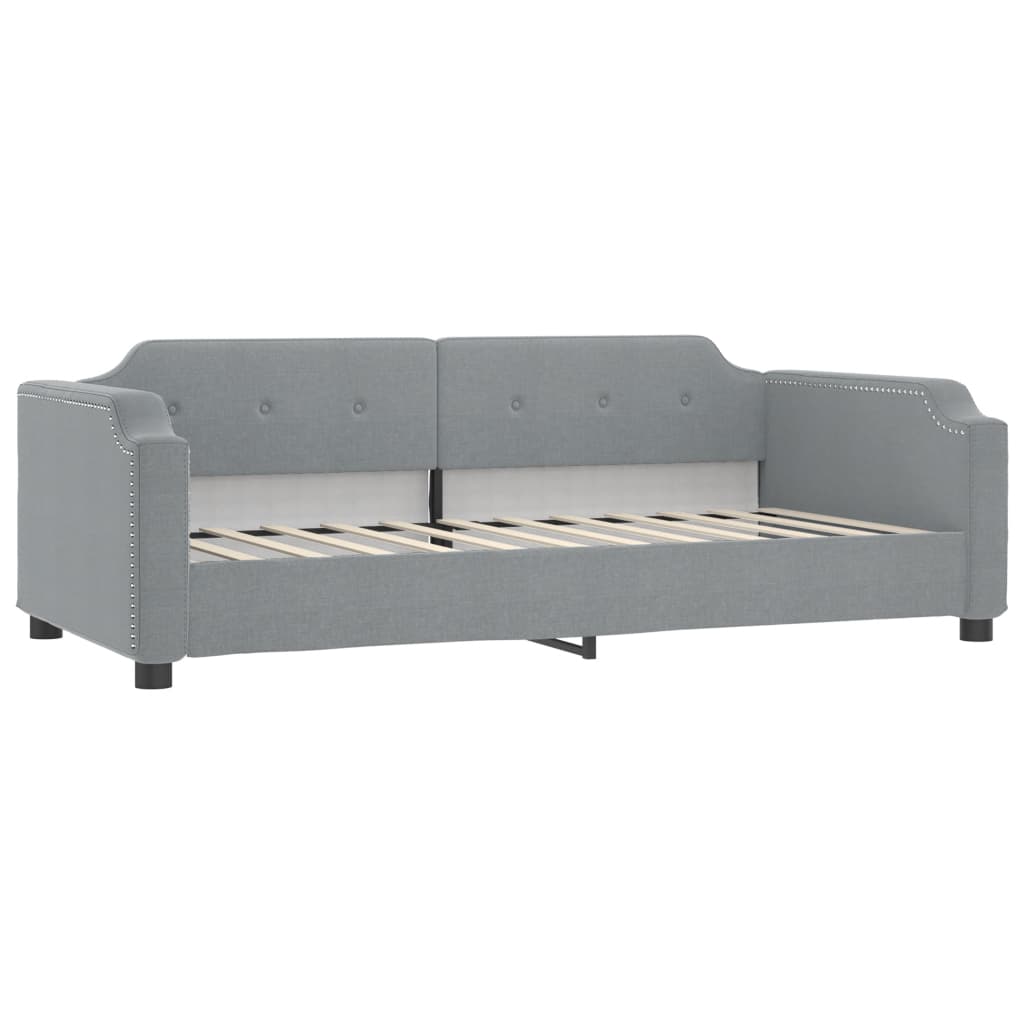daybed med udtræk og madras 100x200 cm stof lysegrå