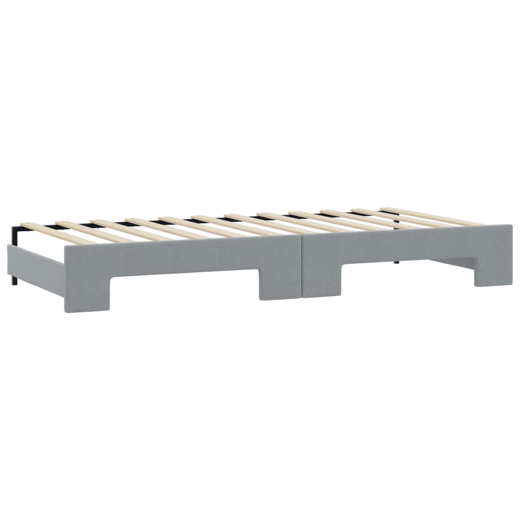 daybed med udtræk og madras 100x200 cm stof lysegrå