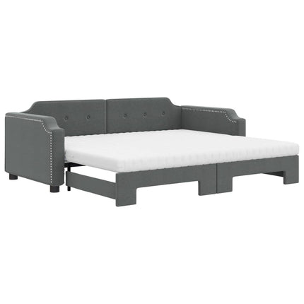 daybed med udtræk og madras 100x200 cm stof mørkegrå