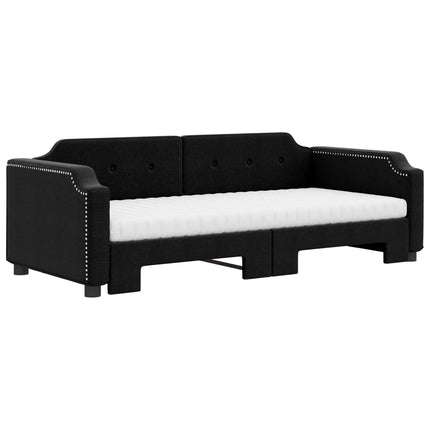 daybed med udtræk og madras 100x200 cm stof sort