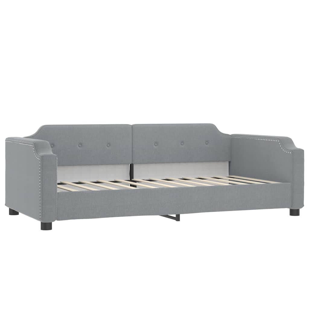 daybed med udtræk og madras 90x190 cm stof lysegrå