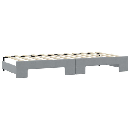 daybed med udtræk og madras 90x190 cm stof lysegrå