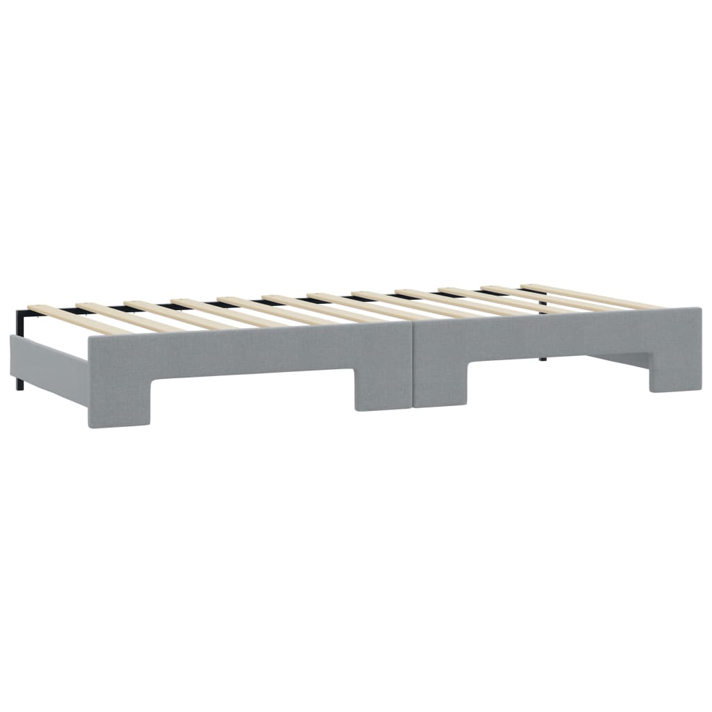 daybed med udtræk og madras 90x190 cm stof lysegrå