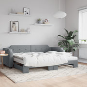 daybed med udtræk og madras 90x190 cm stof lysegrå