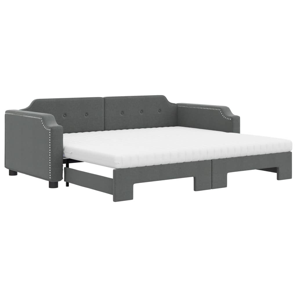 daybed med udtræk og madras 90x190 cm stof mørkegrå