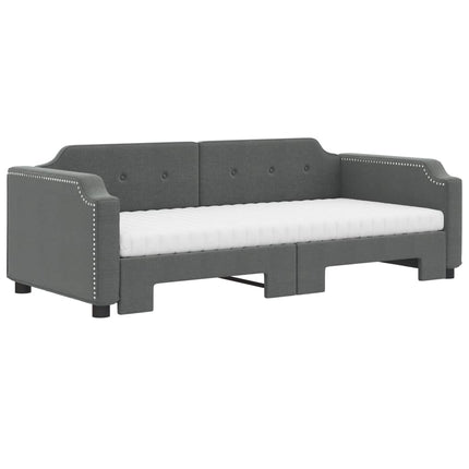 daybed med udtræk og madras 90x190 cm stof mørkegrå