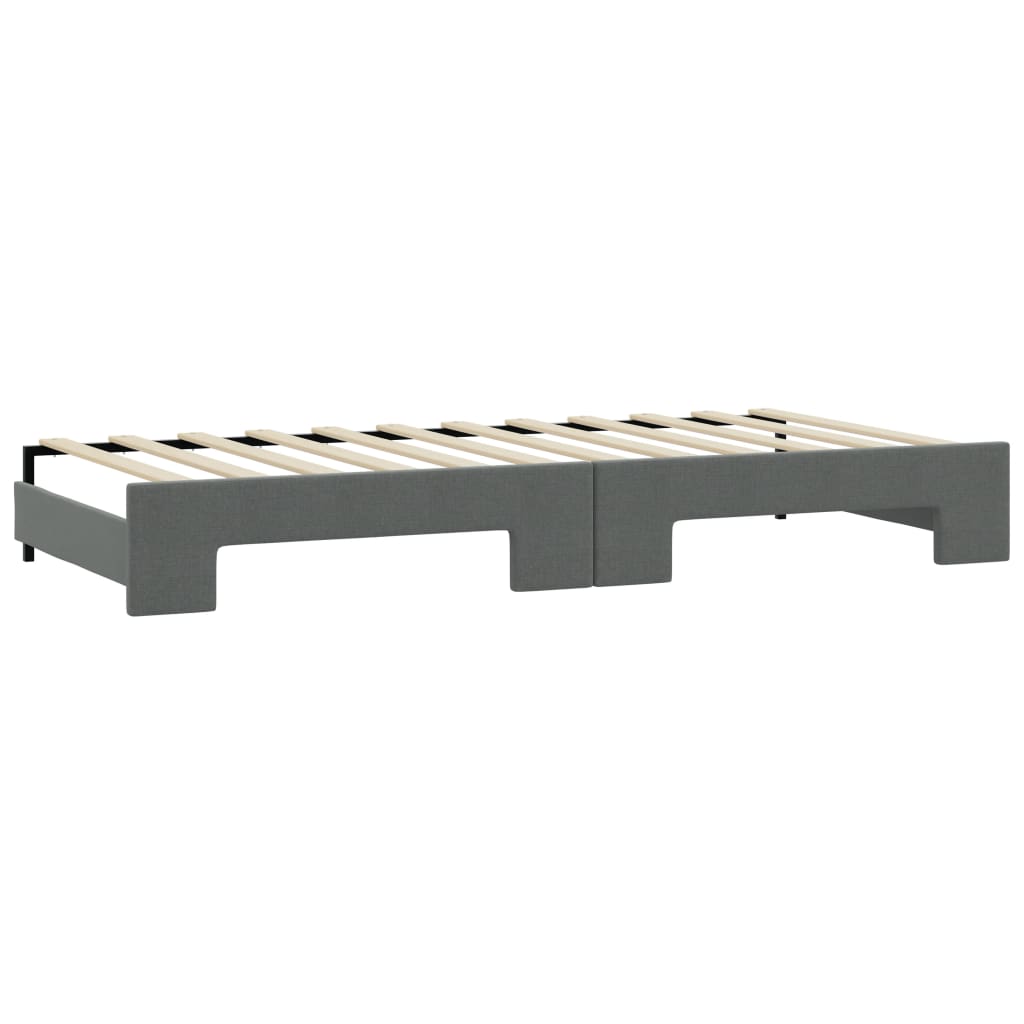 daybed med udtræk og madras 90x190 cm stof mørkegrå