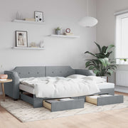 daybed med udtræk og skuffer 80x200 cm stof lysegrå