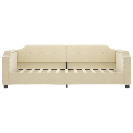daybed med udtræk og skuffer 80x200 cm stof cremefarvet