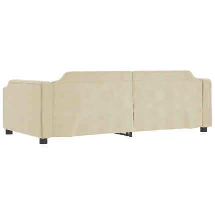daybed med udtræk og skuffer 80x200 cm stof cremefarvet