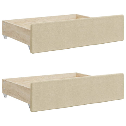 daybed med udtræk og skuffer 80x200 cm stof cremefarvet