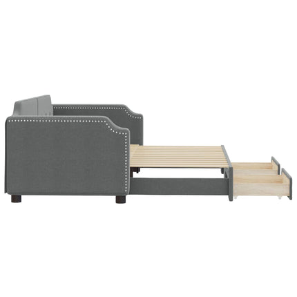daybed med udtræk og skuffer 90x200 cm stof mørkegrå