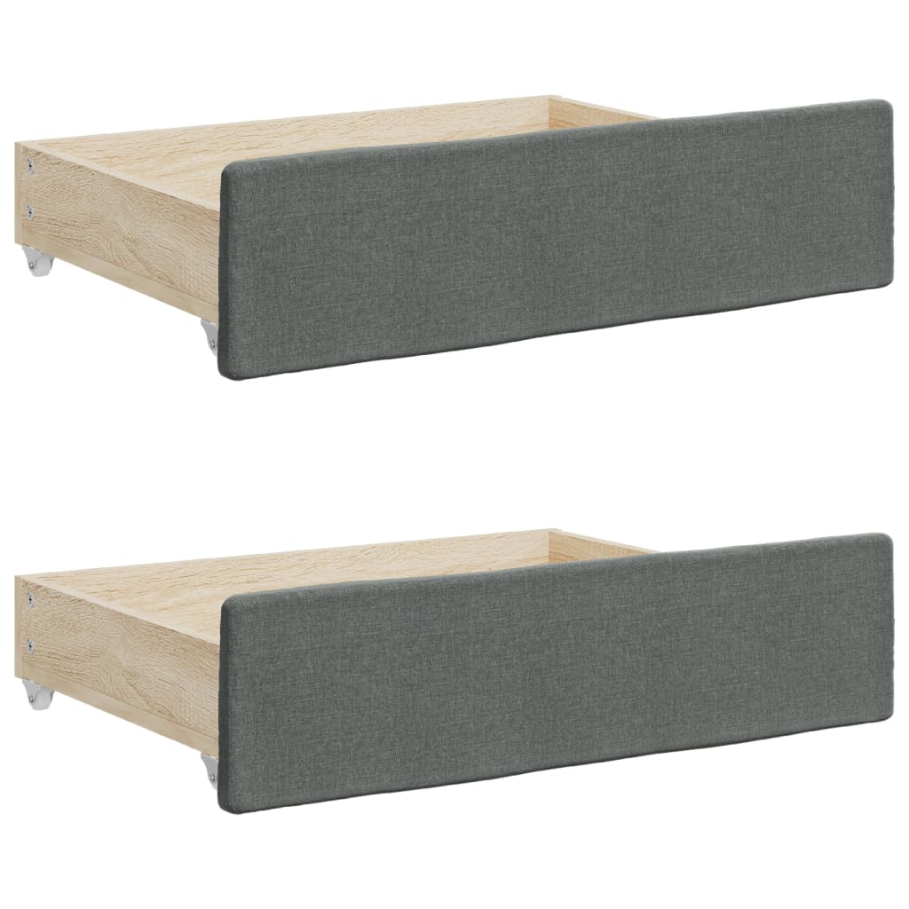 daybed med udtræk og skuffer 90x200 cm stof mørkegrå