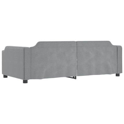 daybed med udtræk og skuffer 100x200 cm stof lysegrå