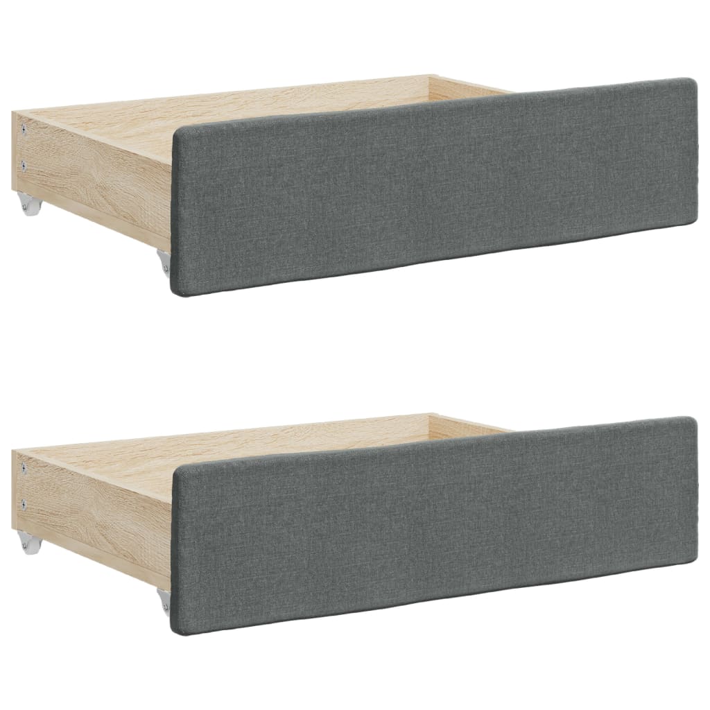 daybed med udtræk og skuffer 100x200 cm stof mørkegrå
