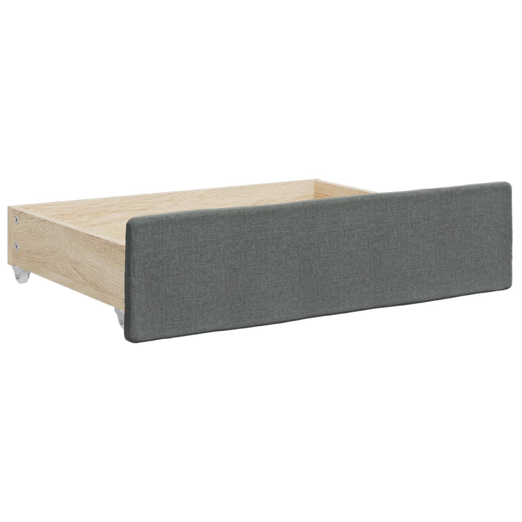 daybed med udtræk og skuffer 100x200 cm stof mørkegrå