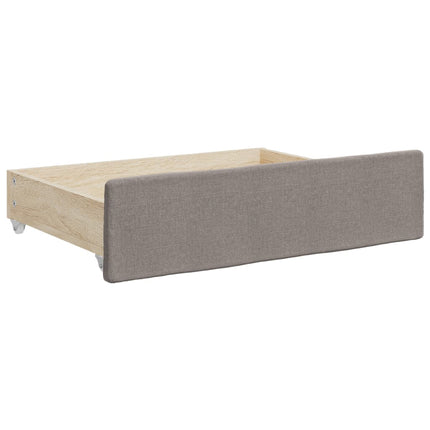 daybed med udtræk og skuffer 100x200 cm stof gråbrun
