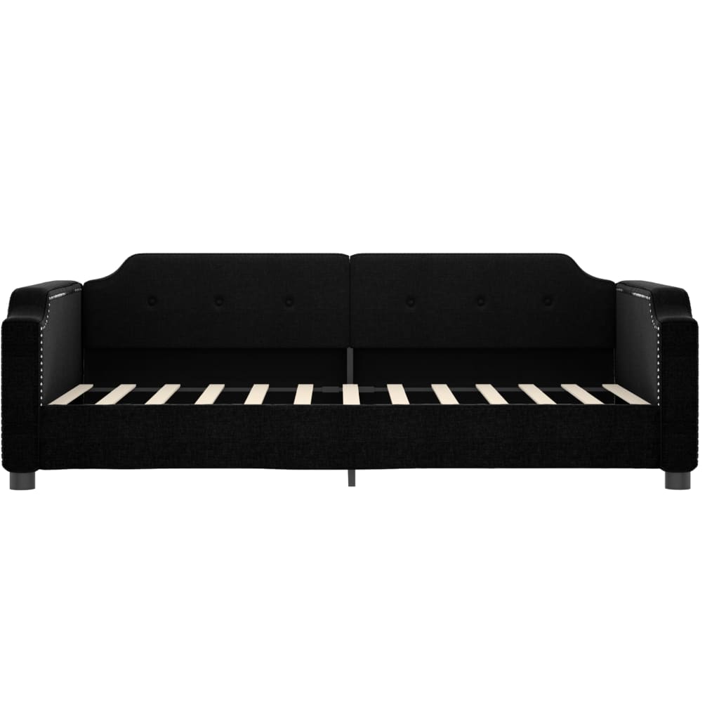 daybed med udtræk og skuffer 90x190 cm stof sort