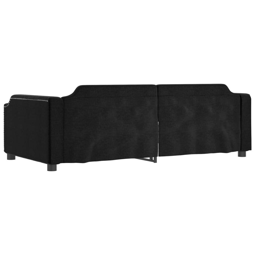 daybed med udtræk og skuffer 90x190 cm stof sort