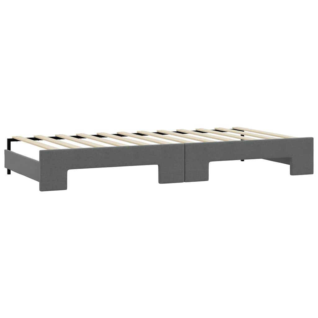 daybed med udtræk og skuffer 90x200 cm stof mørkegrå