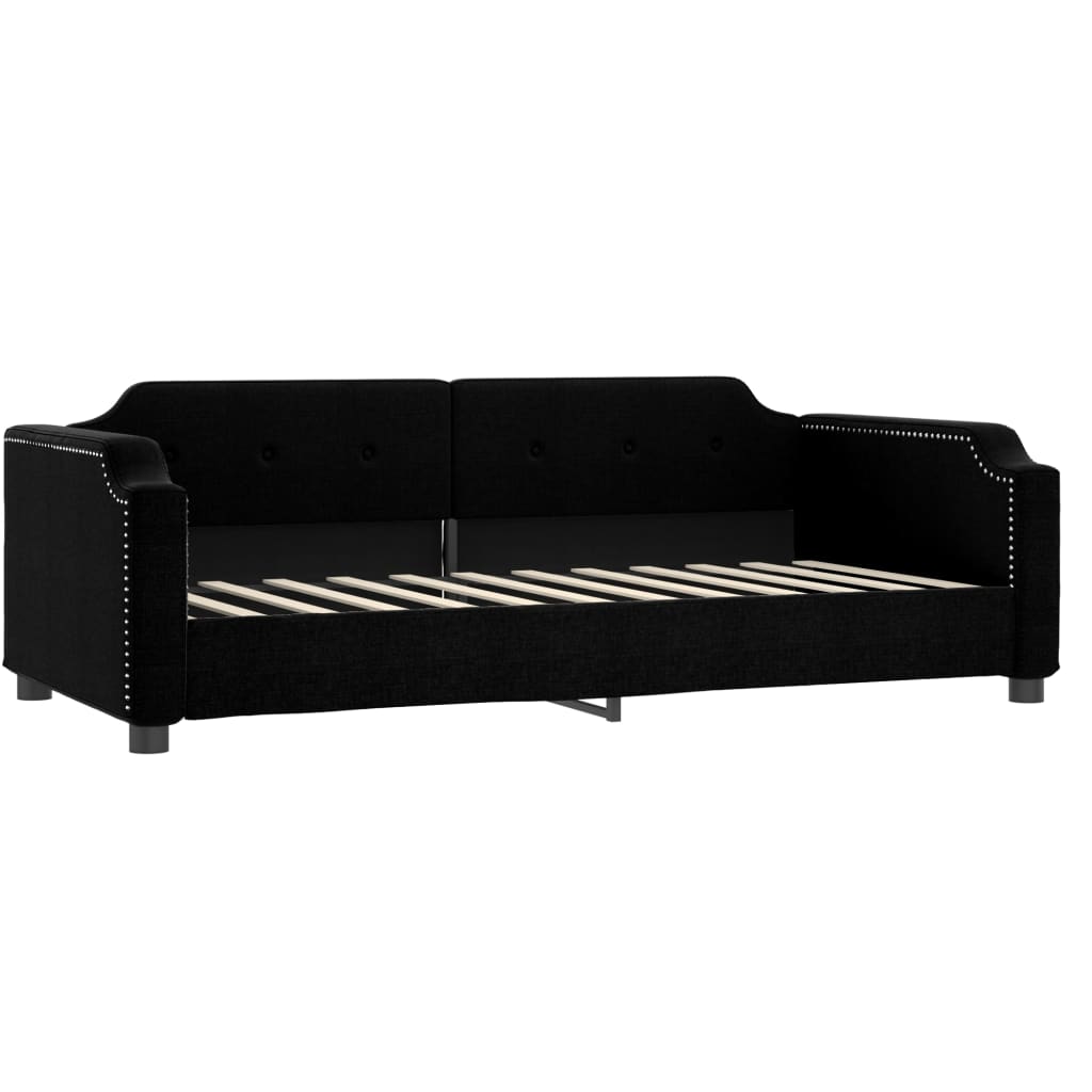 daybed med udtræk og skuffer 80x200 cm stof sort