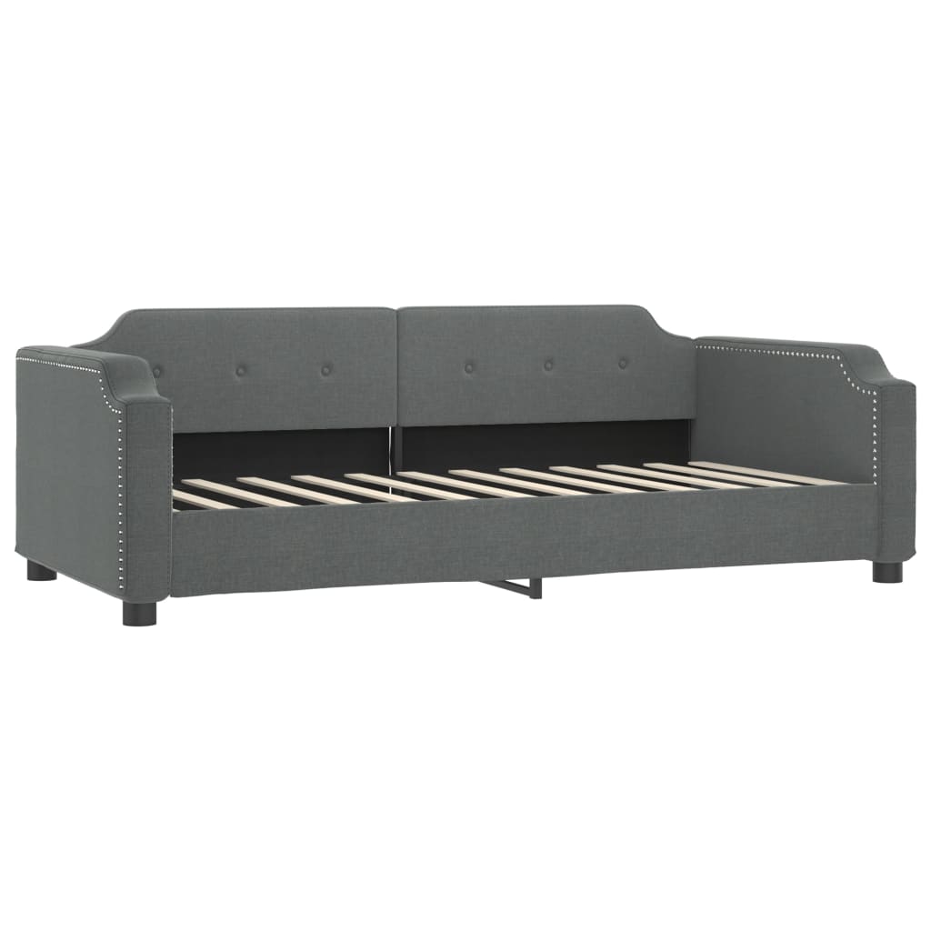 daybed med udtræk og skuffer 90x190 cm stof mørkegrå