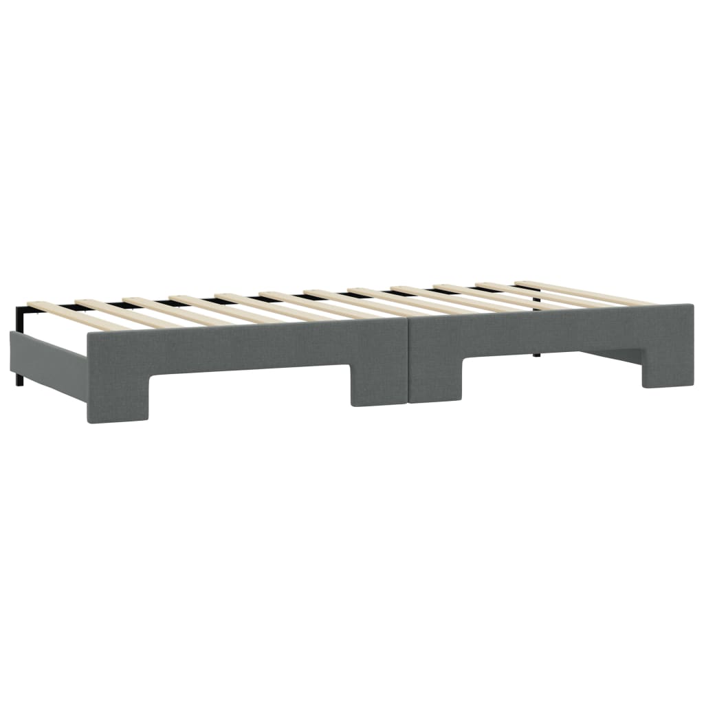 daybed med udtræk og skuffer 90x190 cm stof mørkegrå