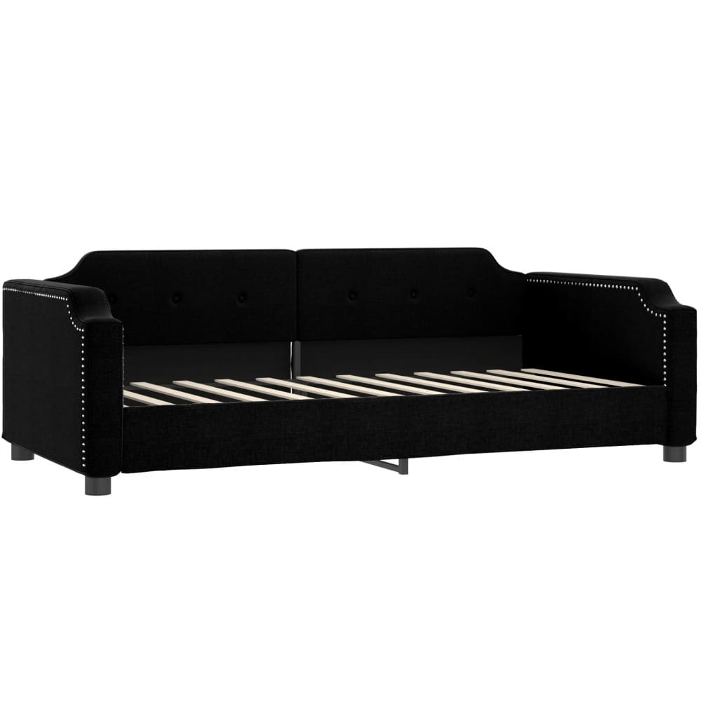 daybed med udtræk og skuffer 90x190 cm stof sort