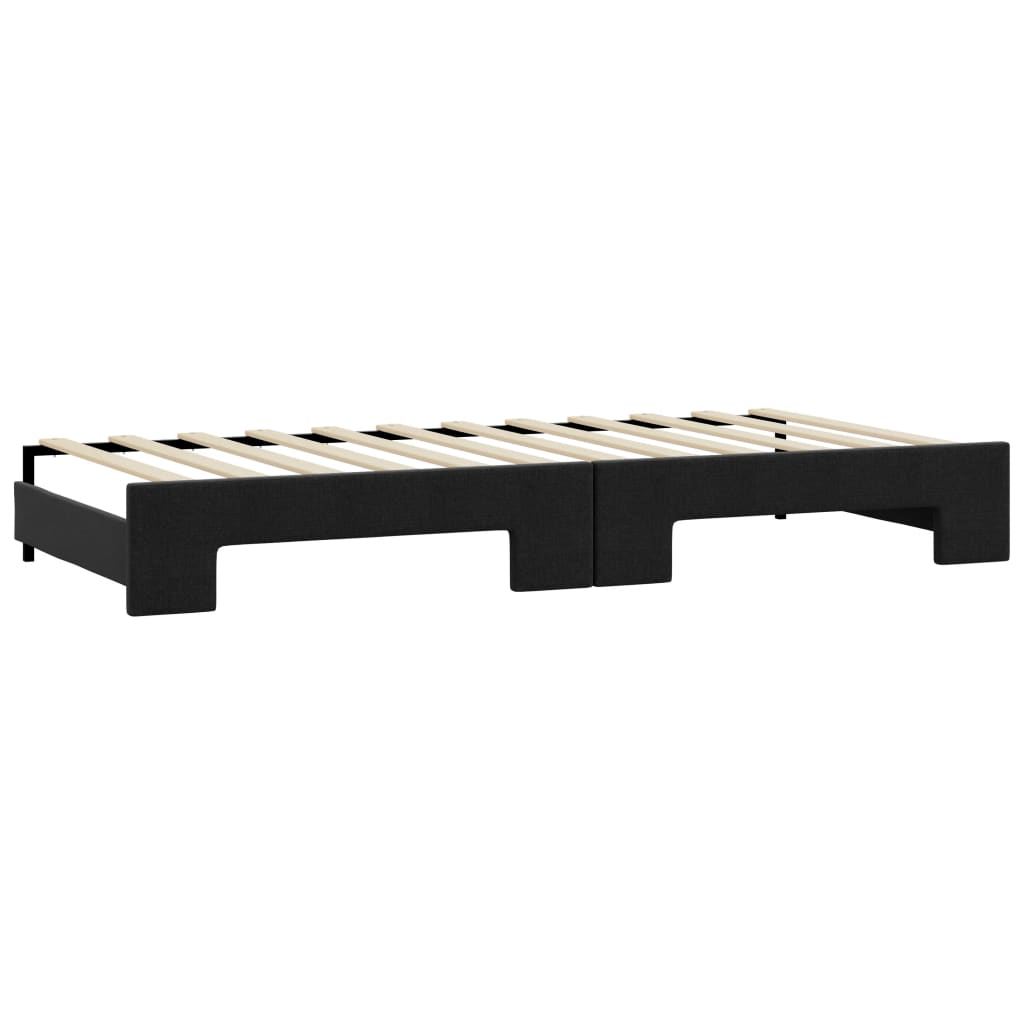 daybed med udtræk og skuffer 90x190 cm stof sort