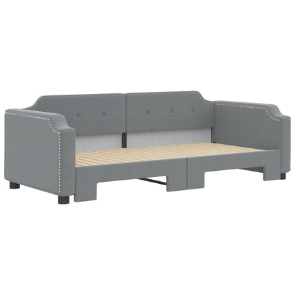 daybed med udtræk 100x190 cm stof lysegrå