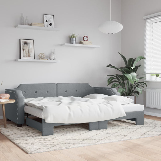 daybed med udtræk 100x190 cm stof lysegrå