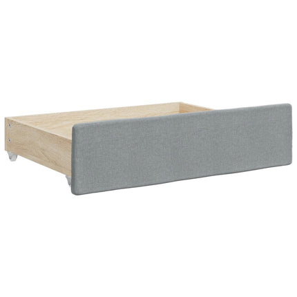 daybed med udtræk og skuffer 100x190 cm stof lysegrå