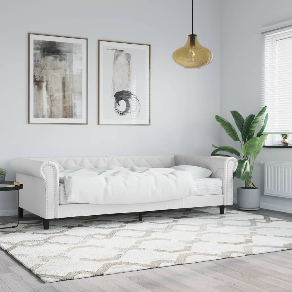 daybed med madras 90x200 cm kunstlæder hvid billede