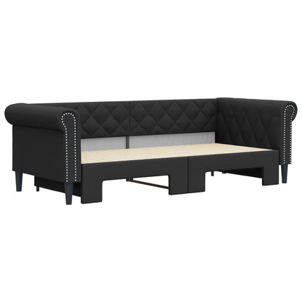 daybed med udtræk 90x200 cm kunstlæder sort