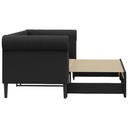 daybed med udtræk 90x200 cm kunstlæder sort