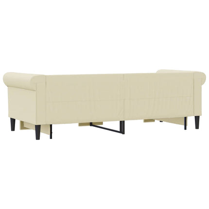 daybed med udtræk 90x200 cm kunstlæder cremefarvet