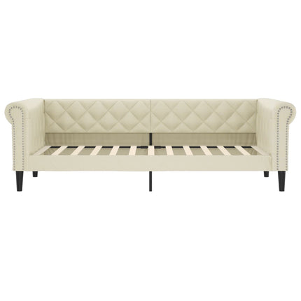 daybed med udtræk 90x200 cm kunstlæder cremefarvet