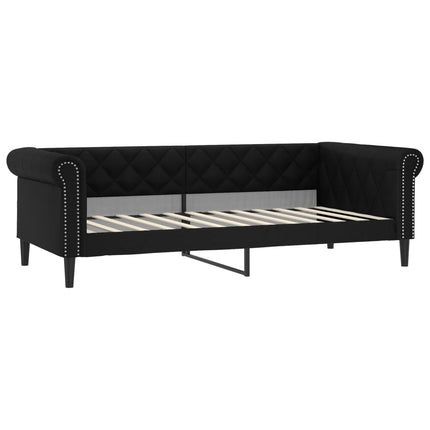 daybed med udtræk og madrasser 90x200 cm kunstlæder sort